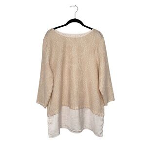 CHICO’S BEIGE WHITE LACE SWEATER SZ 3/16